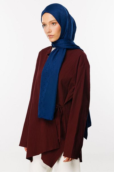 Mooncorn Σάλι ζακάρ με μοτίβο Lotus Navy Blue