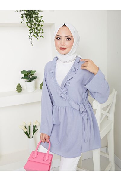 VOLT CLOTHİNG Női hidzsáb tunika nyakkendővel és fodrokkal