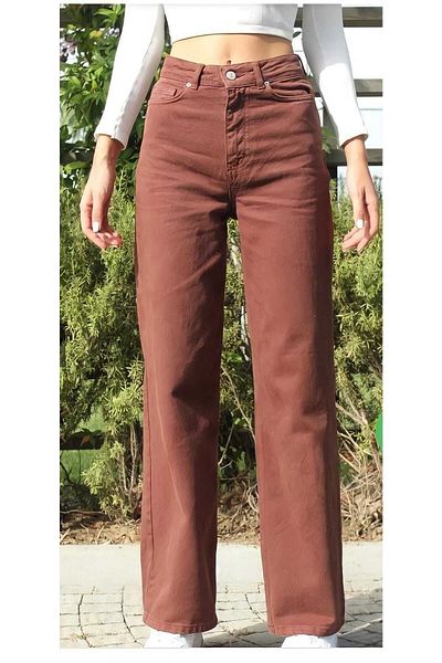 Lixera Дънки Luna Brown Extra Super High Waist Palazzo Wide Leg (Вижте нашата таблица с размери)