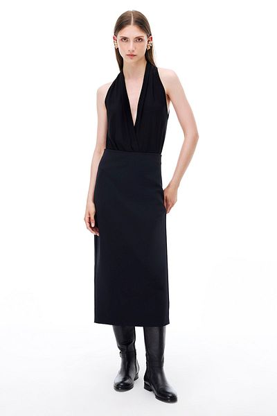 Perspective Fusta neagră Animas Slim Fit sub genunchi