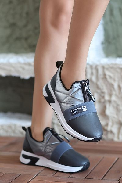 kajal ayakkabı Kajal 011 Zipper Detailed Parachute Fabric Sneakers
