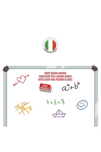 CARIOCA 4 Colors 4-Piece Whiteboard Pen with Blister - 4.5 mm Easy to Erase