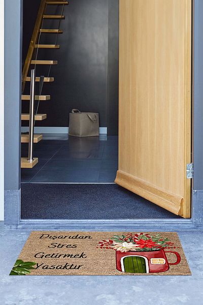 Napoli Home Door Front Mat (40X60Cm) Printed Non-Slip Base Erasable Red-Paspas-22