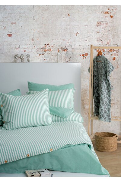 KetraHome |   Maljuna Bohemo |   Zelený pruhovaný dvojitý povlak na přikrývku (bez povlečení)