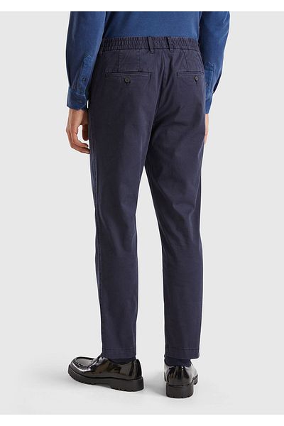 United Colors of Benetton Navy Blue Cotton Blend - Men's Trousers with Side and Back Pocket Detail