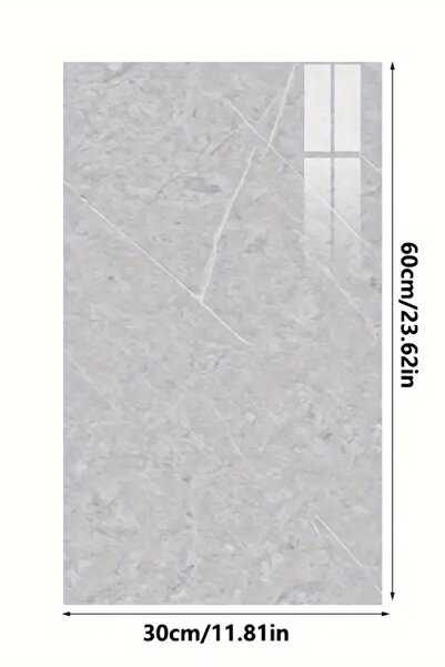AYACO 60x30 cm Gri Mermer Desenli Alüminyum Plastik Duvar Sticker - Su, Yağ ve Toz Geçirmez, Yapışkanlı