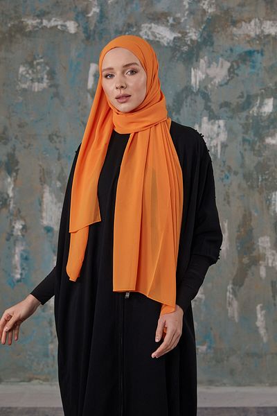 Differenza Light Orange Crepe Chiffon Shawl