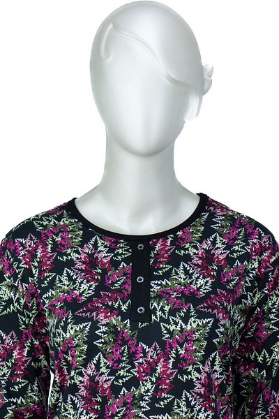 Oppland Γυναικεία μπλούζα από βαμβακερή βισκόζη - Floral print, Lycra, χαλαρή εφαρμογή