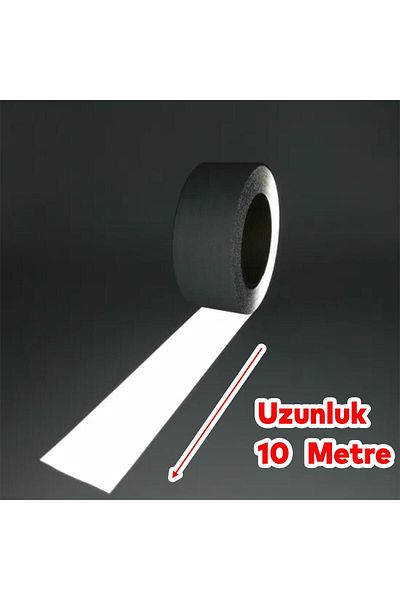 Badem10 5 cm Wide 10 Meters Reflective Metalized Gray Warning Tape - Night Glowing Tape