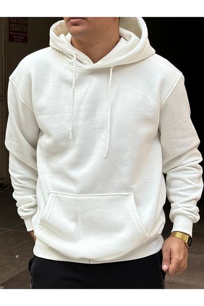 DEEPSENCE Ασπρόμαυρο Unisex Oversize Hooded Swetshirt - Ύφασμα με 3 κλωστές