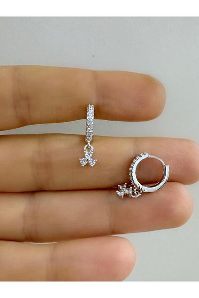 Arescollection Zircon Stone 1 Piece Helix Cartilage Earlobe Compatible Ring Piercing Earrings