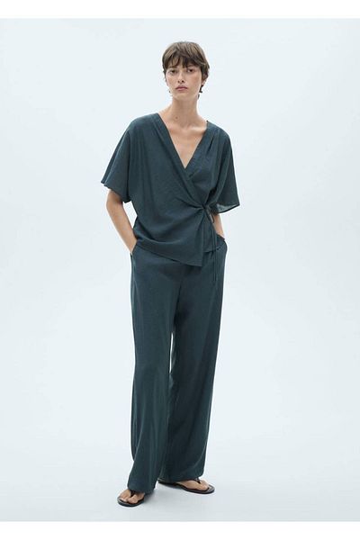 MANGO Woman Pantaloni cu detaliu nod drapat