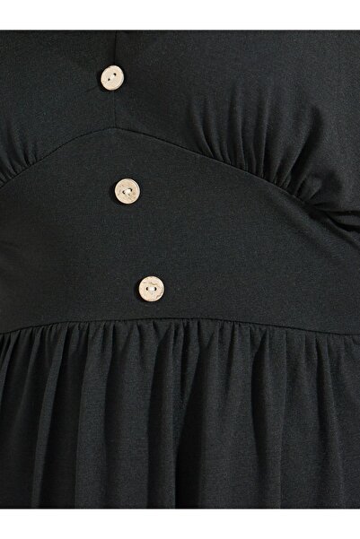 Take Two By Styli Solid Button Front Long Sleeve Knee Length Dress