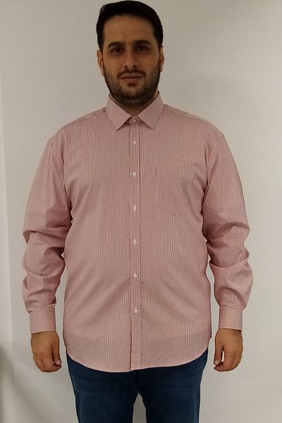 TOUSUS Large Size Red Striped Men's Shirt Btl-6086-tss
