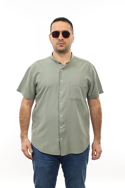 TOUSUS Ανδρικό πουκάμισο μεγάλου μεγέθους Mint Green Color Cotton Judge Collar με τσέπες κοντομάνικο πουκάμισο Kk-8012-tss