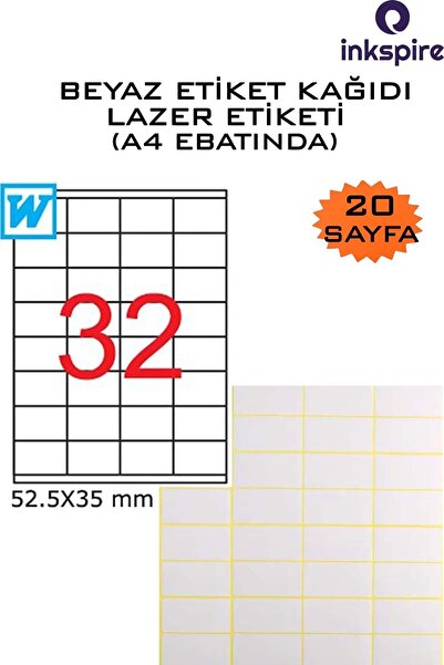 inkspire A4 laserske školske etikete - 20 listova, 640 etiketa za imena, etik...