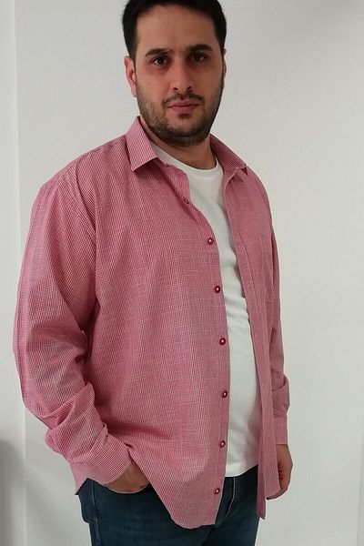 TOUSUS Plus Size Red Pitta Thin Voile Men's Shirt Btl-6011-tss