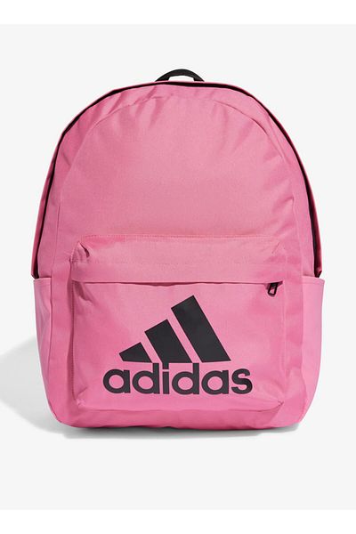 adidas Logo Print Backpack with Adjustable Straps and Zip Closure