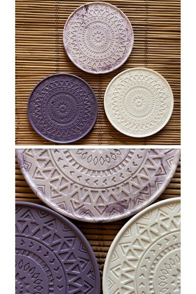 Ueex Home طقم أكواب خرسانية فسيفساء فيفاستو ليلك - 3 قطع (100% مسحوق حجري)