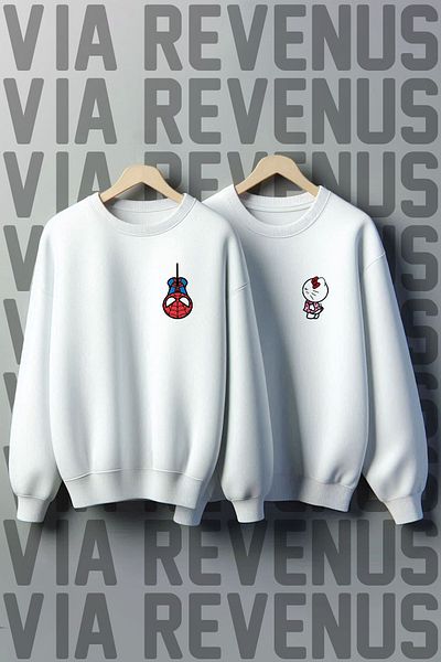 Vordevia Hello Kitty Spiderman Printed Crew Neck 3 Thread Raster Wide Fit Dear Sweatshirt