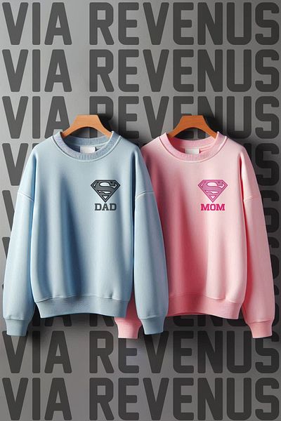 Vordevia Αγαπητό φούτερ Oversize Combination - Super Dad and Super Mom Printed