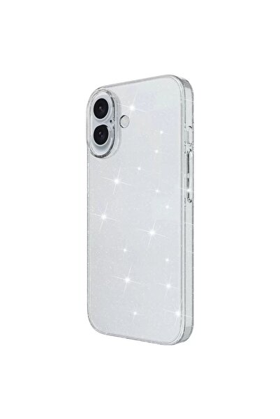 daystar iPhone 16 Plus Uyumlu Şeffaf Simli Kamera Korumalı Telefon Kılıfı
