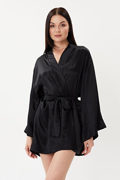 ROSILY %100 Ipek Kısa Kimono, Lüks Sabahlık, Gecelik