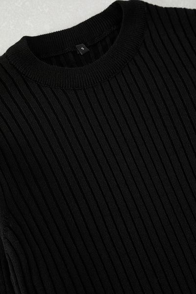 Trendyol Collection Черен тънък трикотажен пуловер с кръгло деколте Tedaw25Kz00018