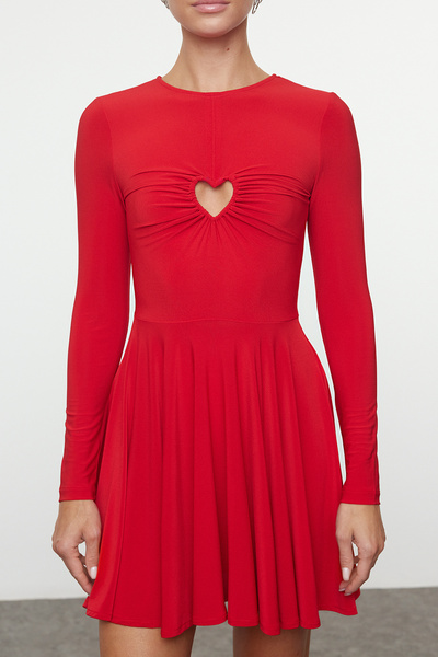 Trendyol Collection Piros A-vonalú Sweetheart mini estélyi ruha estélyi hazatérés ruha