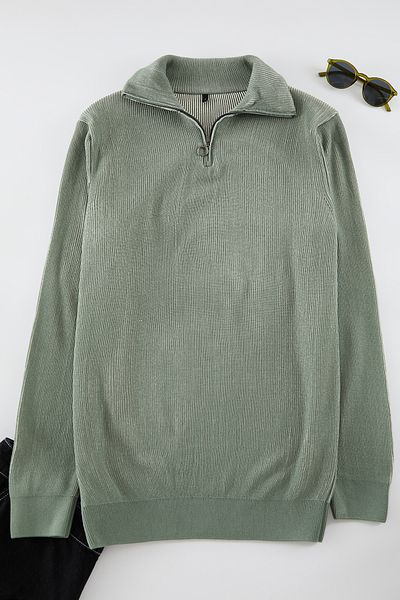 Trendyol Collection Khakifarbener Strickpullover mit halbem Rollkragen – schmale Passform, strukturiert TMNAW25KZ00036