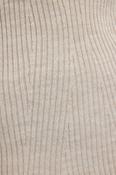 Edit by Trendyol Rochie mini tricotată cu gât roscat bej - TEDAW25EL00021