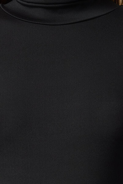 Trendyol Collection Flexible Fitted Black Knitted Body - Stand Collar, Snap Twoaw25Bd00021