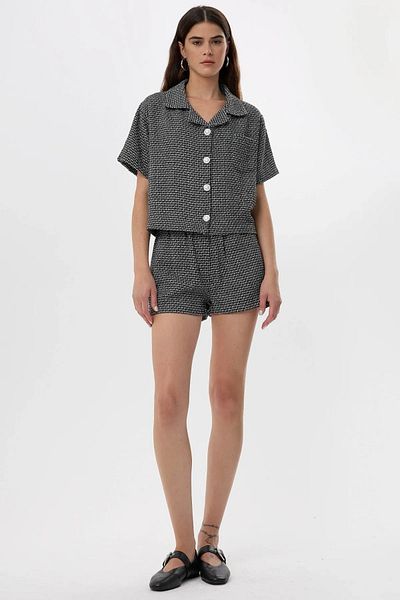 Hiccup Bluză cu mânecă scurtă din in - Design cu nasturi
