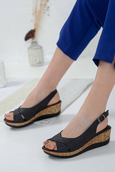 GULT Sandale de damă cu platformă cu toc cravată încrucișată neagră