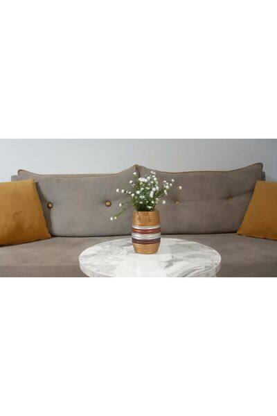 starnewstore Gkcx FLOWER، زهرة صناعية بيضاء ومزهرية مزخرفة باللون البني المعد...