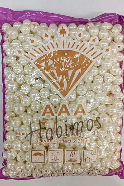 Hobimos 500 Pieces 12mm Cream Pearl Beads - a Quality Plastic, Jewelry and Bag Making Beads
