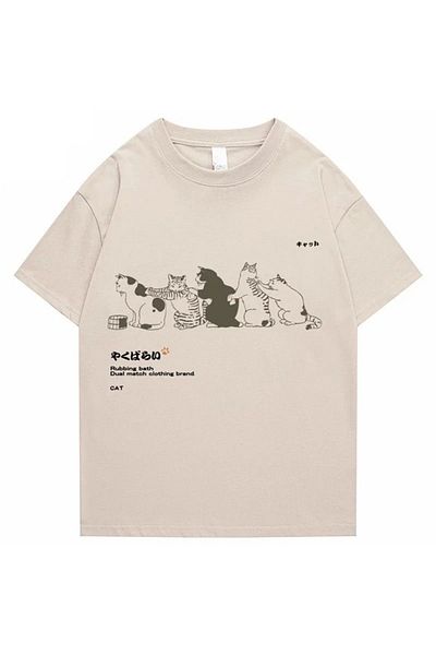 Köstebek Μπλουζάκι Rubbing Bath Cats Beige (Unisex).