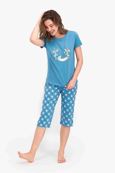 Arnetta Set capri indigo pentru femei cu model Koala albastru - Ar1281-s