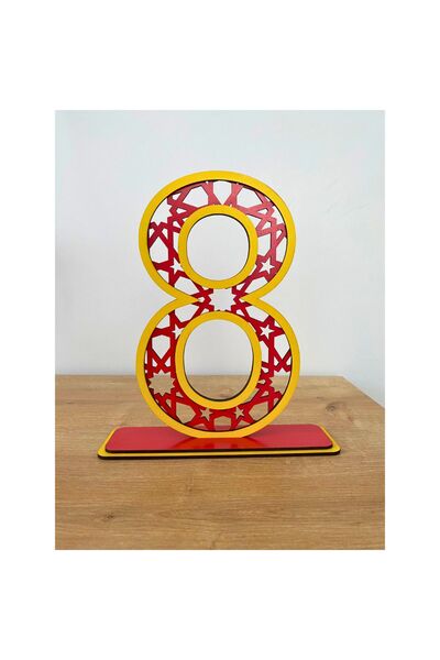 WoodenZoo 8 Years Old Birthday Table Decor (Galatasaray Themed Yellow-Red)
