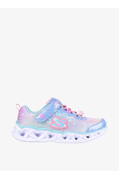 SKECHERS Girls' Light-Up Glitter Walking Shoes with Hook and Loop Closure