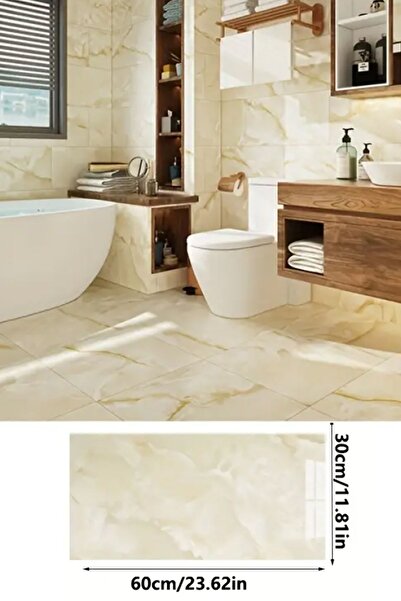 Riddex 60x30 cm Sarı Mermer Desenli Alüminyum Plastik Duvar Sticker - Su, Yağ...