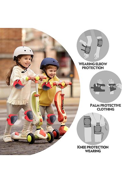 DeYiDo High Protection 6-Piece Skate, Scooter, Skateboard and Bicycle Protection Set - Knee Pad, Elbow and Wristband Protector