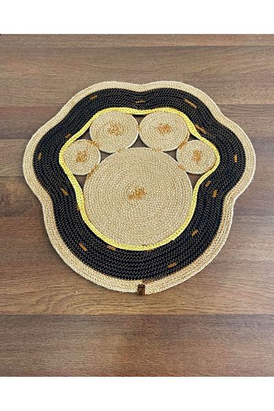 AYŞE SERHOŞOĞLU HOME DESİGN Straw Cotton Pet Food Mat - Cat Dog Mat