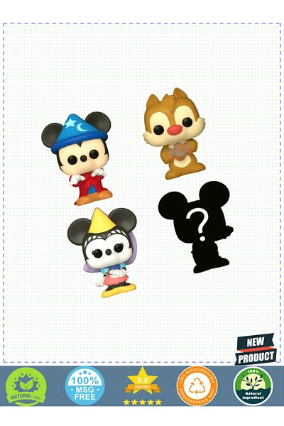 Funko Disney Mickey Sorcerer Bitty Pop - 4 Pack 1 Grams, Educational Toy for Girls Boys