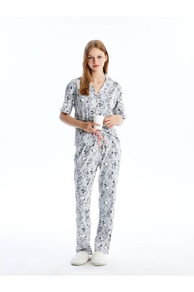 LC Waikiki Lw - Snoopy Printed Shirt Collar Women's Pajamas Set