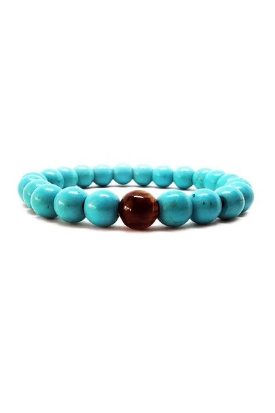 Elite Aksesuar Turquoise Tiger Eye Natural Stone Bracelet