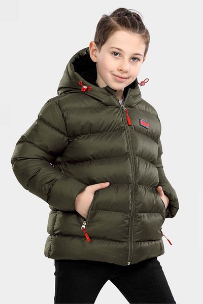 VODENS kHaki Boy's Coat - Fleece, Fur and Waterproof, Thick Hooded Winter