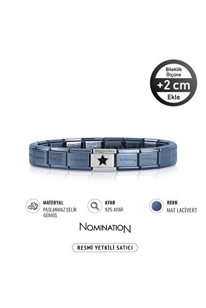NOMİNATİON Italy Composable 925 Ayar Gümüş Siyah Yıldız ve Çelik Bileklik Mat...