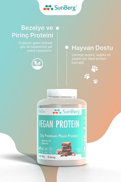 SunBerg 30 Portions vegan Protein Chocolate - 25g Pea and Rice Protein