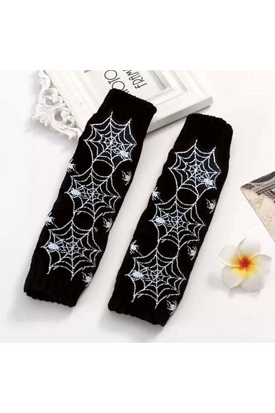 DarkellaStore Gothic Punk Gothic Spider Web Arm Gloves